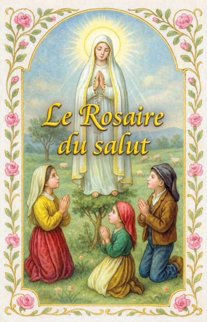 Couverture du Rosaire du salut : la Sainte Vierge à Fatima et les trois petits bergers